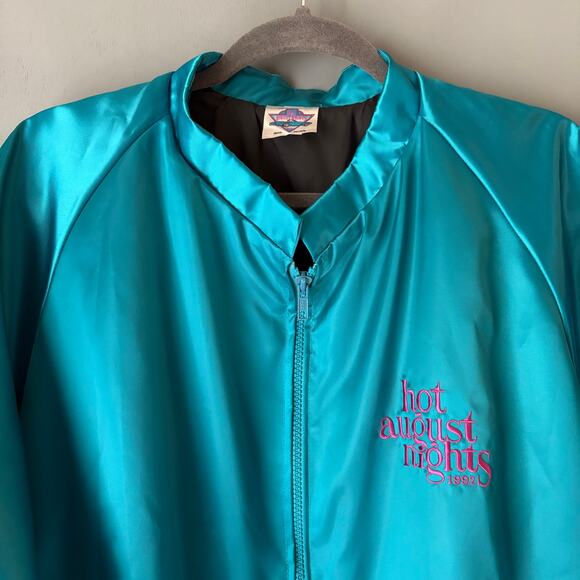 Vintage 1992 HOT AUGUST NIGHTS Men's XXL Blue Bomber Jacket Reno Classic Cars - Picture 7 of 11